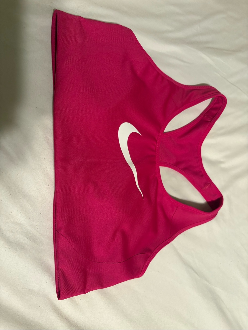 Nike Pink Racerback Sports Bra with White Swoosh